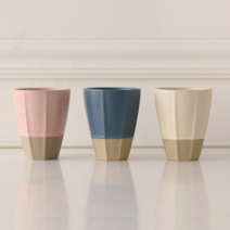 도자기 파스텔 투톤 물컵, 3개, 코스타 핑크