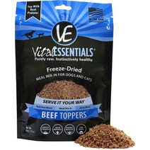 Vital Essentials 비프 동결 건조 생 그레인 프리 강아지 고양이 사료 토퍼 6온스 백