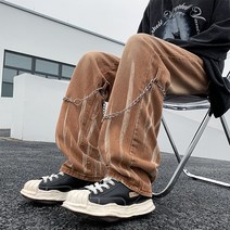 데님 슬랙스 홀치기염색 바지남자 봄계절 트렌드 건달카리스마 눈길을 끄는 와이드팬츠 아메카지스타일 고가 4993679402