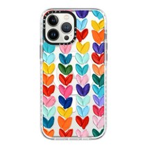 CASETiFY 맥세이프와 호환되는 아이폰 13 프로 맥스용 임팩트 케이스 슬로우코스터 스티커 클리어 프로스트, Polka Daub Hearts
