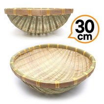 촘촘한 대나무겉대 원형바구니 30cm (채반 광주리 소쿠리 청국장, 30x12cm