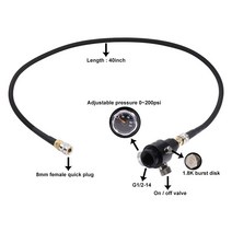 OBKEY 에어소프트 레귤레이터 40inch 100cm 저압 SLP FLEX 원격호스 범위 300psi 1500psi 8mm 페인트볼 HPA PCP용 빠른 커넥터, 0-300PSI
