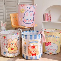 귀여운 패브릭 빨래 바구니, 체크토끼