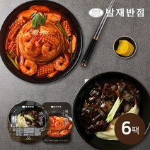 발재반점 짜장면 해물짬뽕 세트 6팩 생어거스틴 캠핑음식 간편식, 발재 짜장면 6개