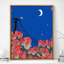 튤립 디지털 유화 DIY 채색 채색 심플 플라워 장식 그림 풍경 채색 유채화, BK144-월하자술향, 옵션2