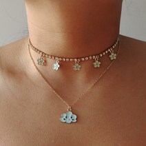 데이지체인 확장선 연장선 요가 캠핑 ZX 패션 에나멜 데이지 꽃 Clound 펜던트 목걸이 블라인드 라인 석 체, 02 blue