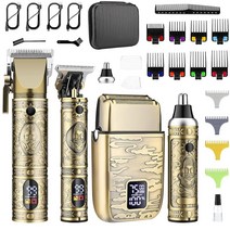 Bomxin 남성용 코털 수염 트리머 무선 전문 헤어 클리퍼 및 면도기 전기 면도기 헤어컷 그루밍 키트 면도기 남성용 포일 면도기 충전식 남성용 트리머 이발사 귀 얼굴 바