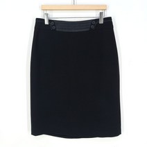 빈티지다온 데코 웨이스트 버튼데코 슬림 미디스커트 블랙