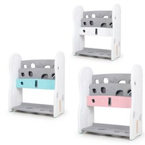 아이팜 디자인 전면책장 2단 유아책장, 핑크+그레이