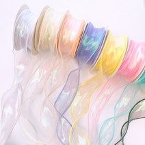 오간디 리본 청첩장 꽃 선물 포장 리본 공예 끈 구디백 포장, 펄 아이보리