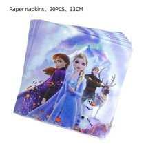 SD카드케이스 메모리 카드 보관 케이스 겨울왕국 2 파티 용품 풍선 일회용 컵 접시 배너 모자 소녀용 생일, 10 napkins20pcs