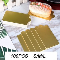 100 Pcs 무스 케이크 서빙 기본 골든 카드 일회용 스퀘어 케이크 보드 디스플레이 골 판지 케이크 자료, 100x60mm