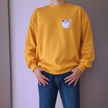 (기획무배)5컬러 남여공용 커플 미니 시바견 자수 맨투맨 티셔츠