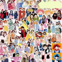 52장 단짝 친구 인물 스티커 리무버블 스꾸 일상 방수 도무송 사람 폰꾸 52장, 1type, 1type