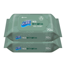 스카트 에코 종이 물티슈 70매 100% 천연펄프, 2팩