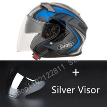 오픈페이스 오픈 페이스 크루즈 오토바이 헬멧 승마 모토 크로스 레이싱, 06 Silver visor