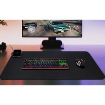 PC방 가정용 걸리적X 고속15W 무선충전 겸 마우스 장패드(80cm) 스틸 와이드 키보드, 무선충전 마우스 장패드 대형, 블랙(★WCPADX)