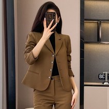 FANSYLI 정장세트 패션 숏 정장자켓 정장바지 투피스 여성 봄가을 통근정장세트 고급감 캐주얼정장바지 세트 X8A19