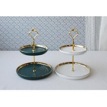 고급스러운 디저트 카페 2단스탠드 접시 2층 셀프돌상, 1개, 터키쉬블루