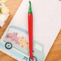 빨간 고추 중성볼펜 (0.5mm) 가정용 업소용 도매 추천 VCJ00072TD, 제목색상또는랜덤