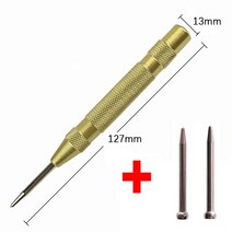 초강력 자동 센터 펀치 일반 자동 센터 펀치 조정 가능한 스프링 장착 금속 드릴 도구 센터 홀 펀치, 3개 골드
