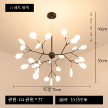 침실 펜던트 조명 카페 인테리어 방등 반딧불 나뭇잎 샹들리에 북유럽 장식 밤하늘, 오렌지레드