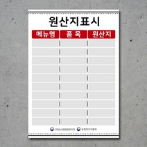 배너마켓 원산지표시판 방수 A3 사이즈 식당 업소용, 1개, 디자인_11_포맥스3T