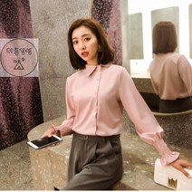 소매셔링블라우스 카라블라우스 카라비대칭블라우스