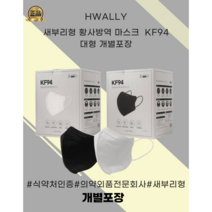 국내생산 KF94 새부리형 황사방역 마스크 대형 화이트&블랙 [의약외품전문회사], 블랙50매