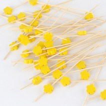 대나무 컬러 과일꽂이 꼬지100P l 햄버거 샌드위치, 1. 노란꽃, 1봉지약100P