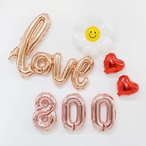 데이지 러브 하트 100일 기념일 은박풍선 세트, 1세트, 800일