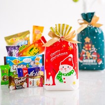 [무료배송][무료라벨]크리스마스간식선물세트 산타추천 간식 리본주머니 장수만물상, 산타추천 간식 리본주머니 10개