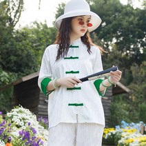 패션블라우스셔츠 신 중국식 여성의류 공연복 리폼 판 스타일리쉬 드렌드 새틴 스탠딩카라 대칭 앞자락 차이나 4696902026