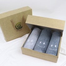 코튼알리오 40수코마사 스마일 수건선물세트 3P, 그레이