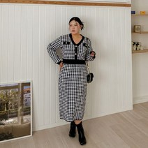 제이스타일 엔티스 하운드 배색 니트 원피스