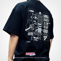 더클라워 인기신상 남성 LOKYAN 정밀 BCracing 꼬인 투스 JDM 순면 반팔 티셔츠