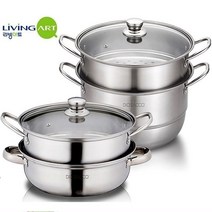 리빙아트 인덕션겸용 2단 28cm 찜솥 찜기 냄비 스텐, 1개