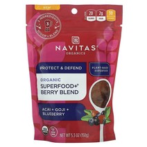 Navitas Organics 슈퍼푸드플러스 베리 혼합물 아사이베리 플러스 구기자 플러스 블루베리 150g(5.3oz), 150.25g, 5병, 150.25g