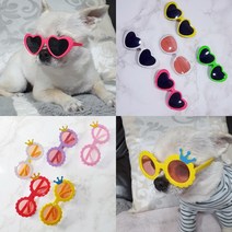 펫씨스터 강아지 패션 선글라스 하트 도글라스 고양이 왕관 인싸안경 악세사리 안경줄, 왕관 선글라스, 옐로우