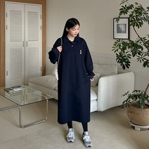 포그 곰돌이 자수 기모 롱 원피스 67821 빅사이즈 여성의류