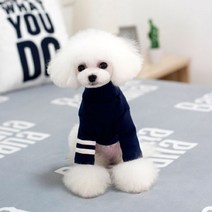 강아지 고양이 두줄 포인트 폴라 티셔츠 E020, 네이비L