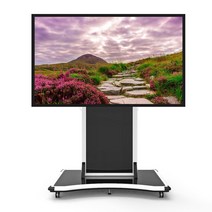 이동식 TV거치대 대형스탠드 국내생산 86~98인치 삼성LG호환, 유리선반추가, HMS-1W(실버)