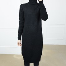 베이직 여성 폴라 롱 니트 원피스 겨울 터틀넥