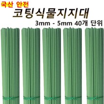 코팅식물지지대 40개입 화분 지주대 꽃 고추 넝쿨 지지대 국화 3mm 4mm 5mm, 4mm 60cm 40개
