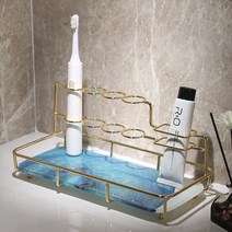 고급 북유럽풍 대리석 골드 포인트 칫솔 꽂이 컵 비누 받침대, K