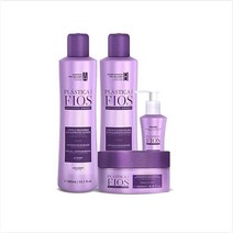 Cadiveu 홈 케어 라인 Plastica Dos Fios 헤어 스무딩 세트: 샴푸 (300ml) 컨디셔너 (300ml 트리트먼트 마스크 (200ml) 프라이머 (110ml) (