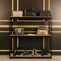 엠보싱앵글 일체형 무볼트랙 다용도선반 가로 300~500mm, 블랙