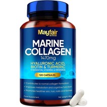 Mayfair Nutrition 마린 콜라겐 콤플렉스 | 프리미엄 캡슐 120개 | 마린 콜라겐 1형 | 모발 피부 손톱을 위한 히알루론산과 비타민 C 및 E, 2개