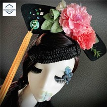 전통 청나라 머리장식 사극 공주 혼례 가발 중국풍, 오렌지 태슬은 교환 불가