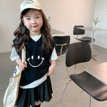잘키움 유아 아동 여아용 등원룩 스쿨룩 블랙 조끼 치마세트